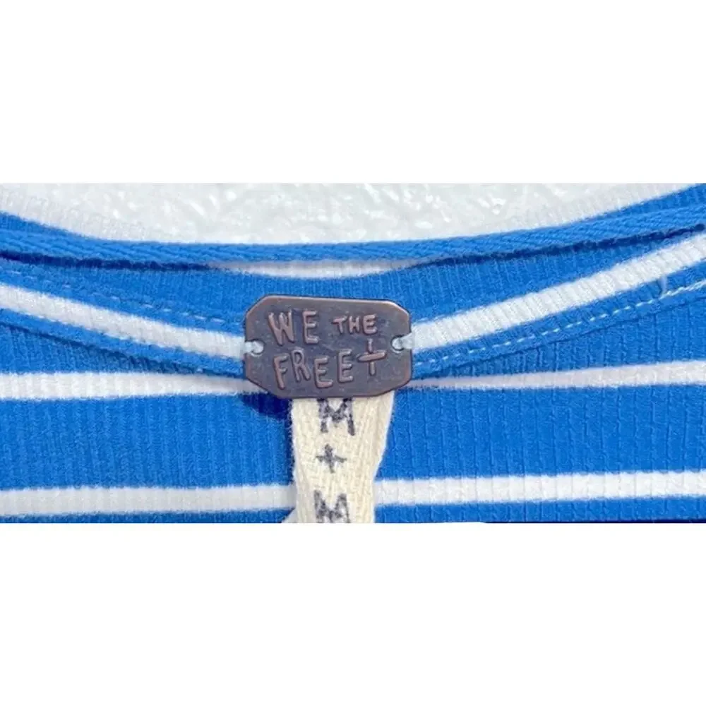 We the free, Free People Round About Blue and White Striped Top size medium